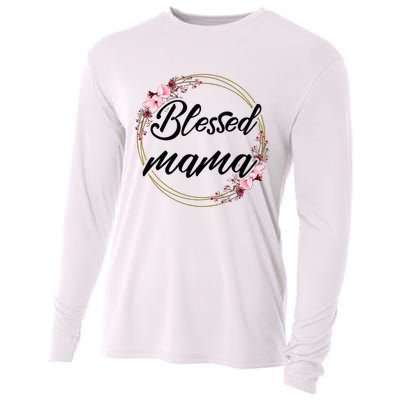 Blessed Mama Floral Wreath Roses Mother'S Day Lover Cooling Performance Long Sleeve Crew