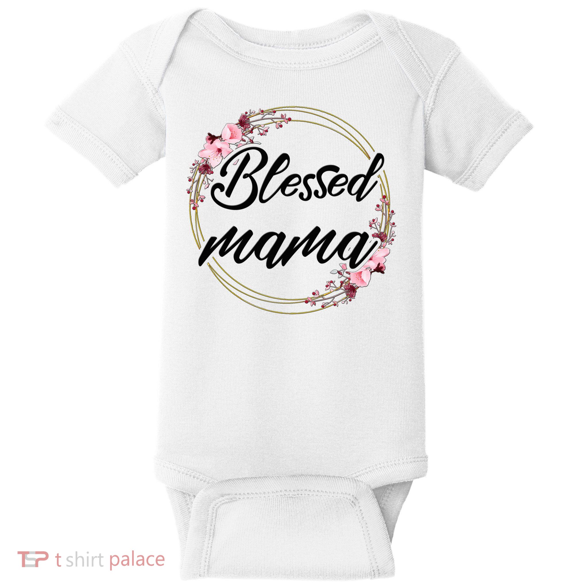 Blessed Mama Floral Wreath Roses Mother'S Day Lover Baby Bodysuit