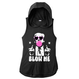 Blow Me Funny Trump Ladies PosiCharge Tri-Blend Wicking Draft Hoodie Tank