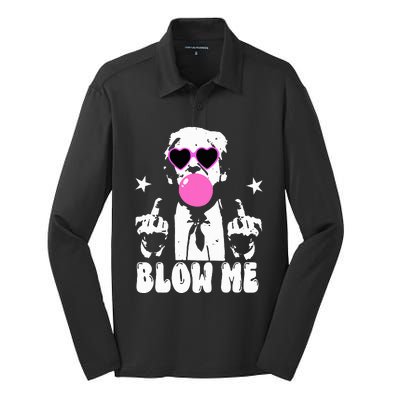 Blow Me Funny Trump Silk Touch Performance Long Sleeve Polo