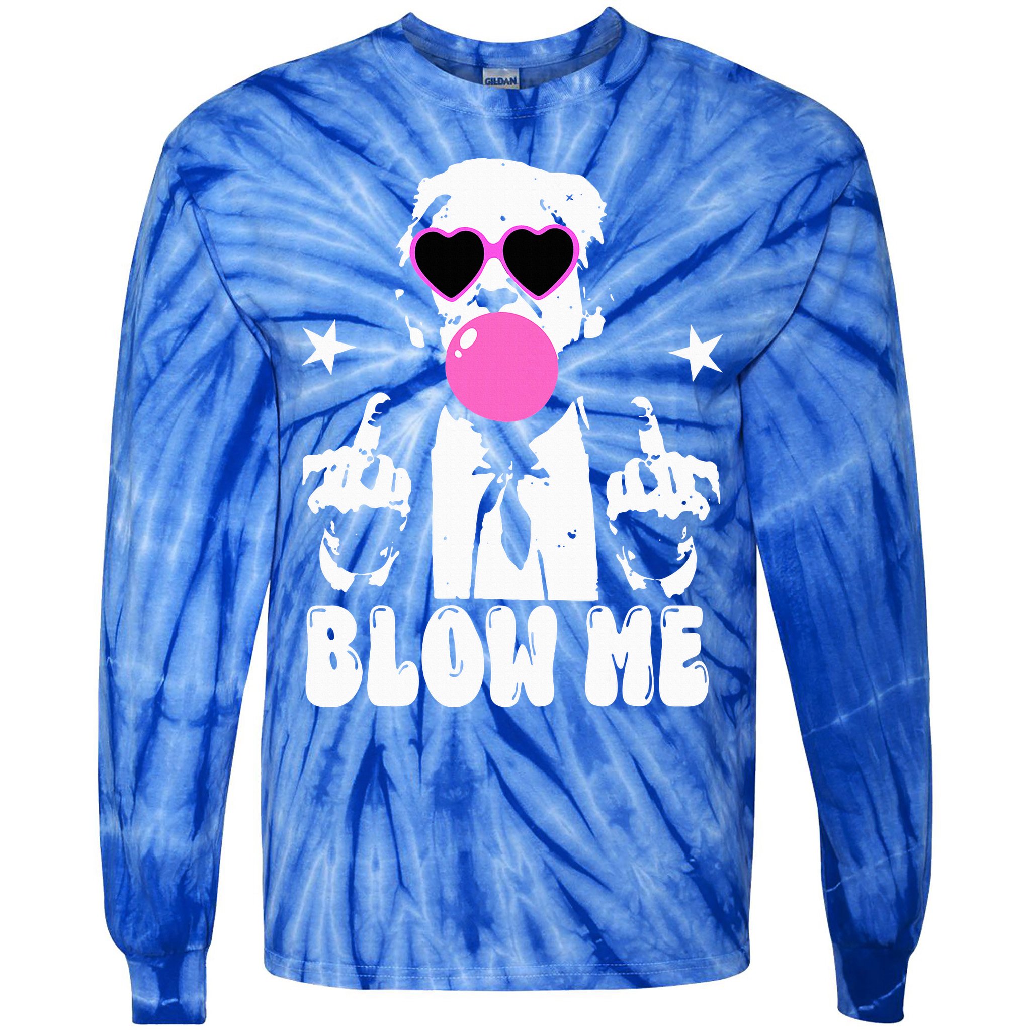 Blow Me Funny Trump Tie-Dye Long Sleeve Shirt