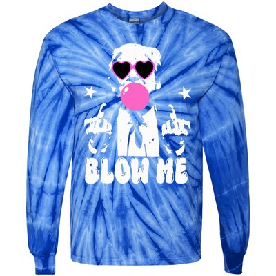 Blow Me Funny Trump Tie-Dye Long Sleeve Shirt