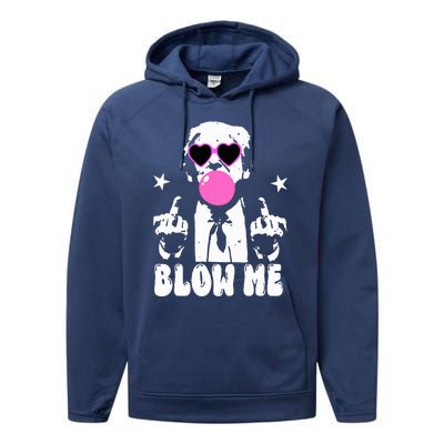 Blow Me Funny Trump Performance Fleece Hoodie