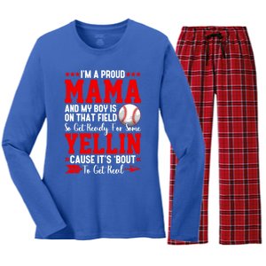 Baseball Mom Funny Mama Baseball Lover Sport Mothers Day Gift Women's Long Sleeve Flannel Pajama Set 