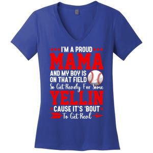 Baseball Mom Funny Mama Baseball Lover Sport Mothers Day Gift Women's V-Neck T-Shirt