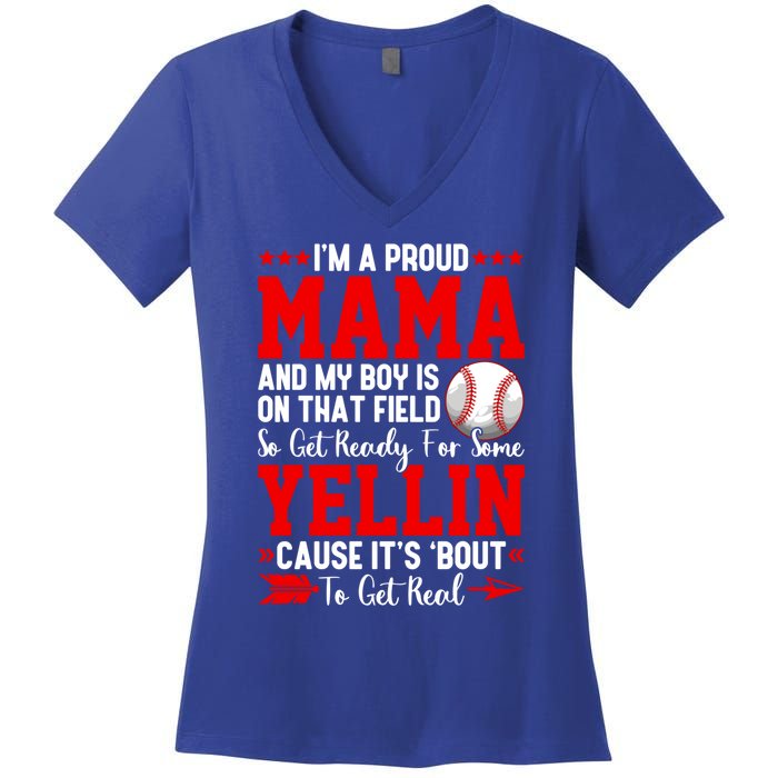 Baseball Mom Funny Mama Baseball Lover Sport Mothers Day Gift Women's V-Neck T-Shirt