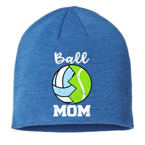 Ball Mom Funny Volleyball Tennis Player Mom Meaningful Gift Sustainable Beanie