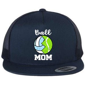 Ball Mom Funny Volleyball Tennis Player Mom Meaningful Gift Flat Bill Trucker Hat