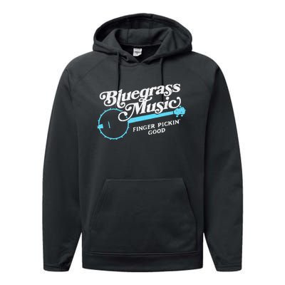 Bluegrass Music Finger Pickin Good Banjo Design Graphic Performance Fleece Hoodie