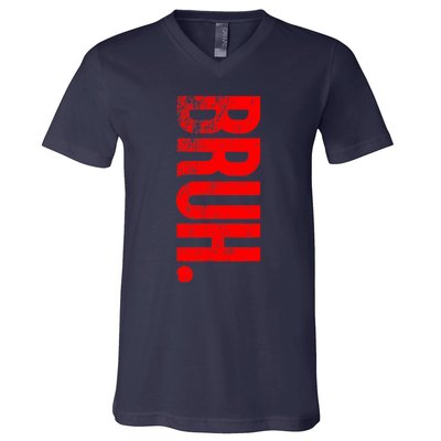 Bruh Meme Funny Saying Brother Greeting Teens Boys V-Neck T-Shirt