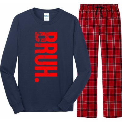 Bruh Meme Funny Saying Brother Greeting Teens Boys Long Sleeve Pajama Set