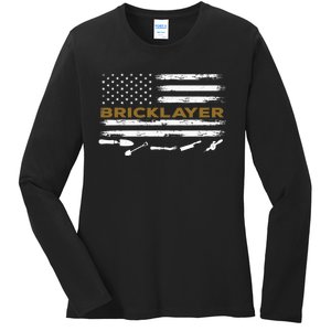 Brick Mason Funny Quote Bricklayer Masonry Construction US Ladies Long Sleeve Shirt