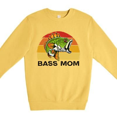 Bass Mom Fishing Fish Funny Gift For Mom Mothers Day Cool Gift Premium Crewneck Sweatshirt