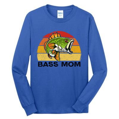 Bass Mom Fishing Fish Funny Gift For Mom Mothers Day Cool Gift Tall Long Sleeve T-Shirt