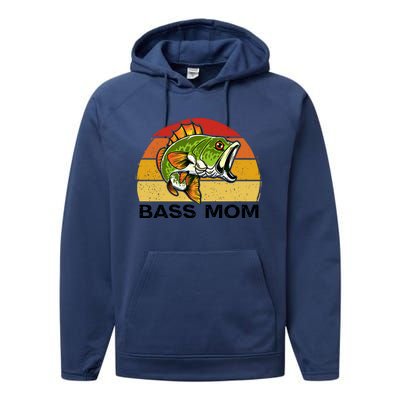 Bass Mom Fishing Fish Funny Gift For Mom Mothers Day Cool Gift Performance Fleece Hoodie