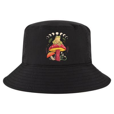 Boho Mushrooms & Frog Cottage Core Aesthetic Goblincore Cool Comfort Performance Bucket Hat