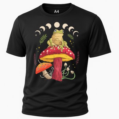 Boho Mushrooms & Frog Cottage Core Aesthetic Goblincore Performance Shirt
