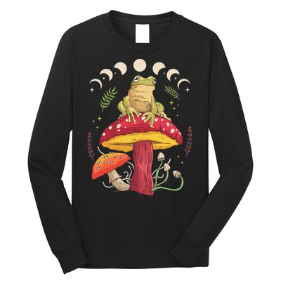 Boho Mushrooms & Frog Cottage Core Aesthetic Goblincore Long Sleeve Shirt