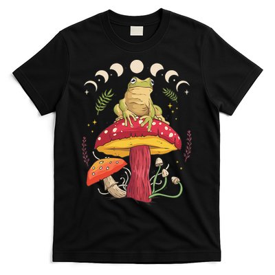 Boho Mushrooms & Frog Cottage Core Aesthetic Goblincore T-Shirt