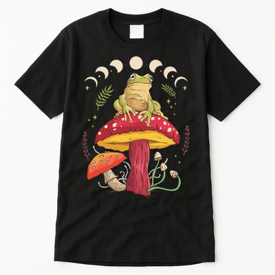 Boho Mushrooms & Frog Cottage Core Aesthetic Goblincore Tall T-Shirt