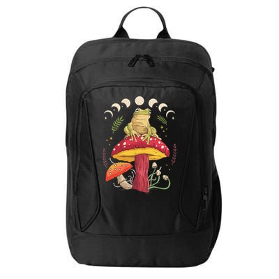 Boho Mushrooms & Frog Cottage Core Aesthetic Goblincore City Backpack