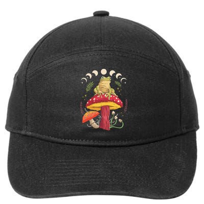 Boho Mushrooms & Frog Cottage Core Aesthetic Goblincore 7-Panel Snapback Hat