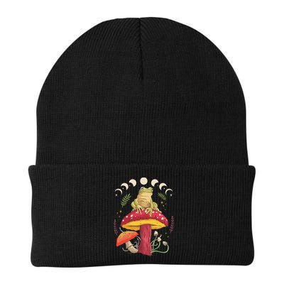 Boho Mushrooms & Frog Cottage Core Aesthetic Goblincore Beanie