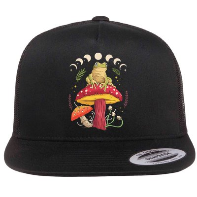 Boho Mushrooms & Frog Cottage Core Aesthetic Goblincore Flatbill Hat