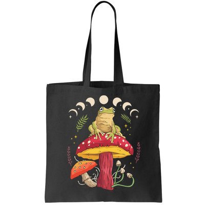 Boho Mushrooms & Frog Cottage Core Aesthetic Goblincore Bag