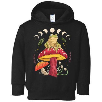 Boho Mushrooms & Frog Cottage Core Aesthetic Goblincore Toddler Hoodie