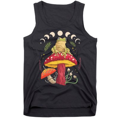 Boho Mushrooms & Frog Cottage Core Aesthetic Goblincore Tank Top