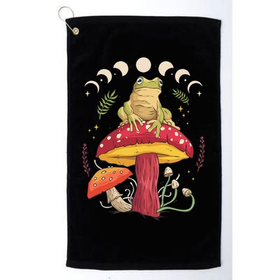 Boho Mushrooms & Frog Cottage Core Aesthetic Goblincore Golf Towel