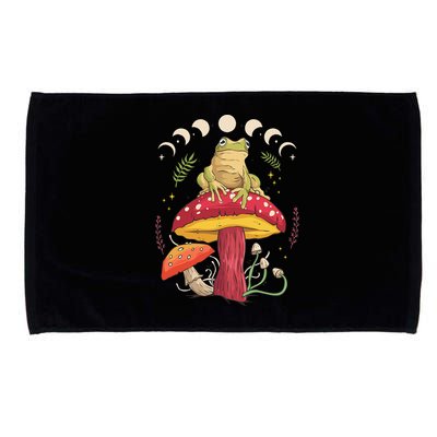 Boho Mushrooms & Frog Cottage Core Aesthetic Goblincore Microfiber Hand Towel
