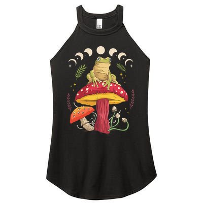 Boho Mushrooms & Frog Cottage Core Aesthetic Goblincore Women's Perfect Tri Rocker Tank