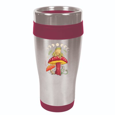 Boho Mushrooms & Frog Cottage Core Aesthetic Goblincore 16oz Travel Tumbler
