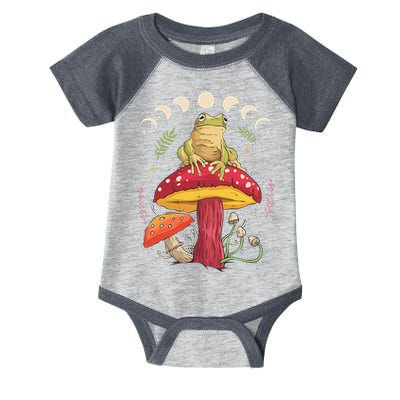 Boho Mushrooms & Frog Cottage Core Aesthetic Goblincore Infant Baby Jersey Bodysuit