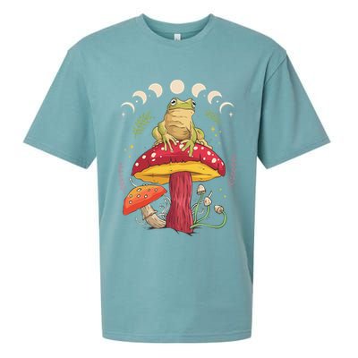 Boho Mushrooms & Frog Cottage Core Aesthetic Goblincore Sueded Cloud Jersey T-Shirt