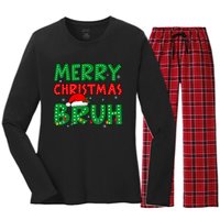 Bruh Meme Funny Saying Bro Greeting Teens Boy Christmas Women's Long Sleeve Flannel Pajama Set 