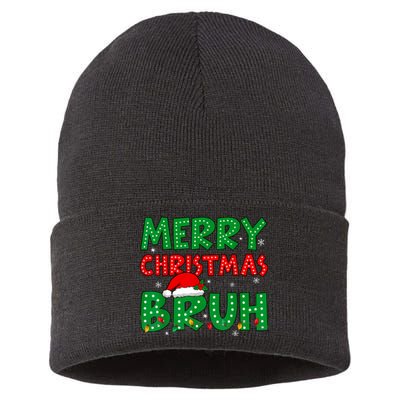 Bruh Meme Funny Saying Bro Greeting Teens Boy Christmas Sustainable Knit Beanie