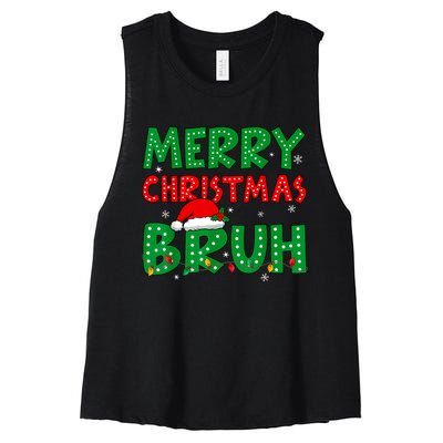 Bruh Meme Funny Saying Bro Greeting Teens Boy Christmas Women's Racerback Cropped Tank