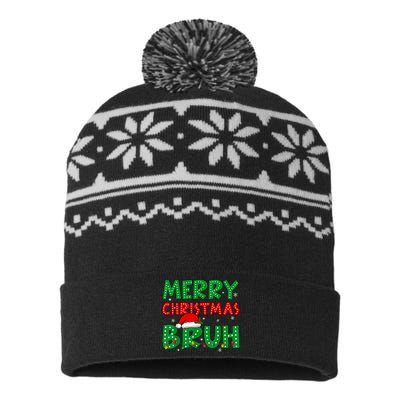 Bruh Meme Funny Saying Bro Greeting Teens Boy Christmas USA-Made Snowflake Beanie