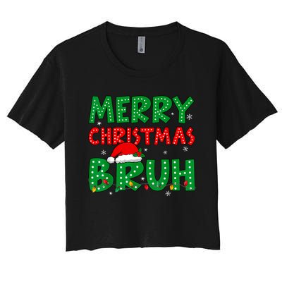 Bruh Meme Funny Saying Bro Greeting Teens Boy Christmas Women's Crop Top Tee