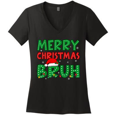 Bruh Meme Funny Saying Bro Greeting Teens Boy Christmas Women's V-Neck T-Shirt