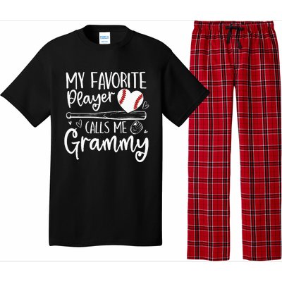 Baseball My Favorite Player Calls Me Grammy Heart Mother Pajama Set