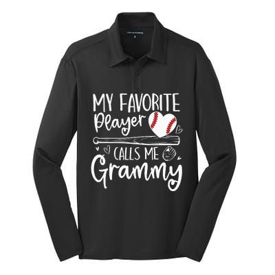 Baseball My Favorite Player Calls Me Grammy Heart Mother Silk Touch Performance Long Sleeve Polo