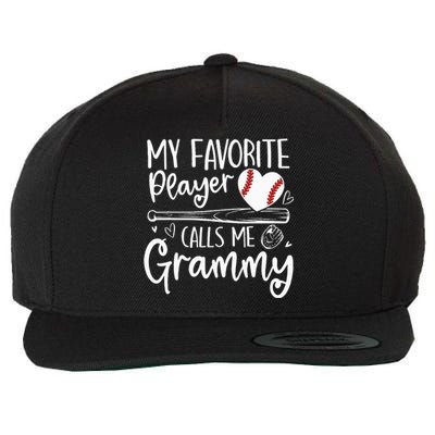 Baseball My Favorite Player Calls Me Grammy Heart Mother Wool Snapback Cap