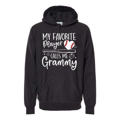 Baseball My Favorite Player Calls Me Grammy Heart Mother Premium Hoodie