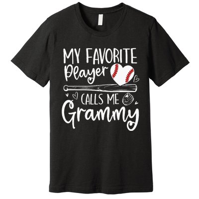 Baseball My Favorite Player Calls Me Grammy Heart Mother Premium T-Shirt