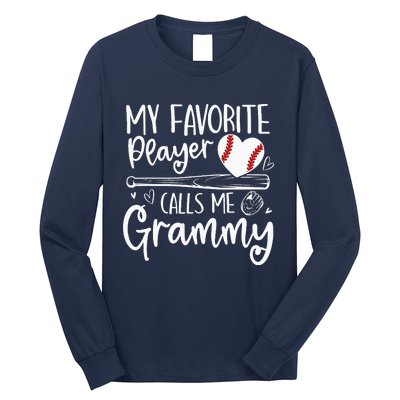 Baseball My Favorite Player Calls Me Grammy Heart Mother Long Sleeve Shirt