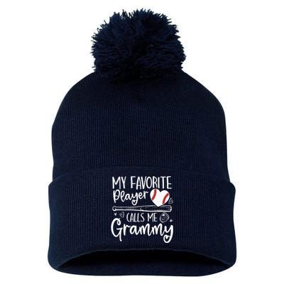 Baseball My Favorite Player Calls Me Grammy Heart Mother Pom Pom 12in Knit Beanie